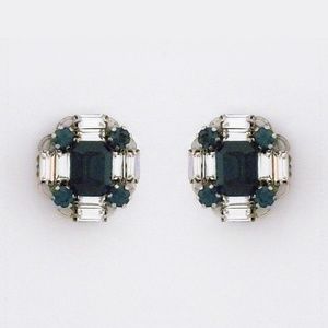 Haute Bride Crystal Post Earrings, Clear, Blue